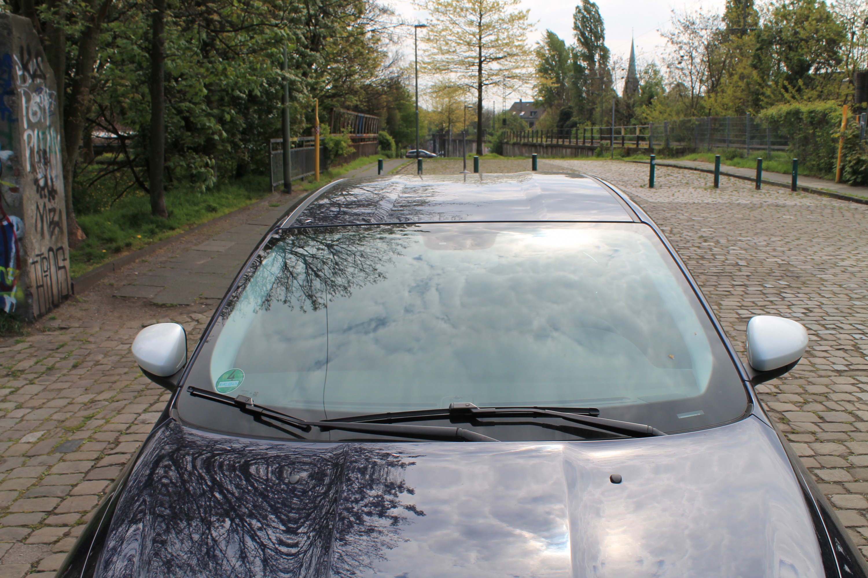 Weiße Spiegelkappen, Rubby steckt an.