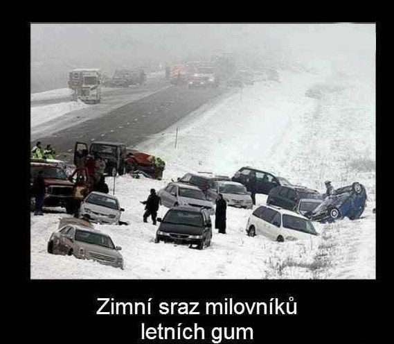 Wintertreffpunkt der Freunden die Sommerreifen fahren