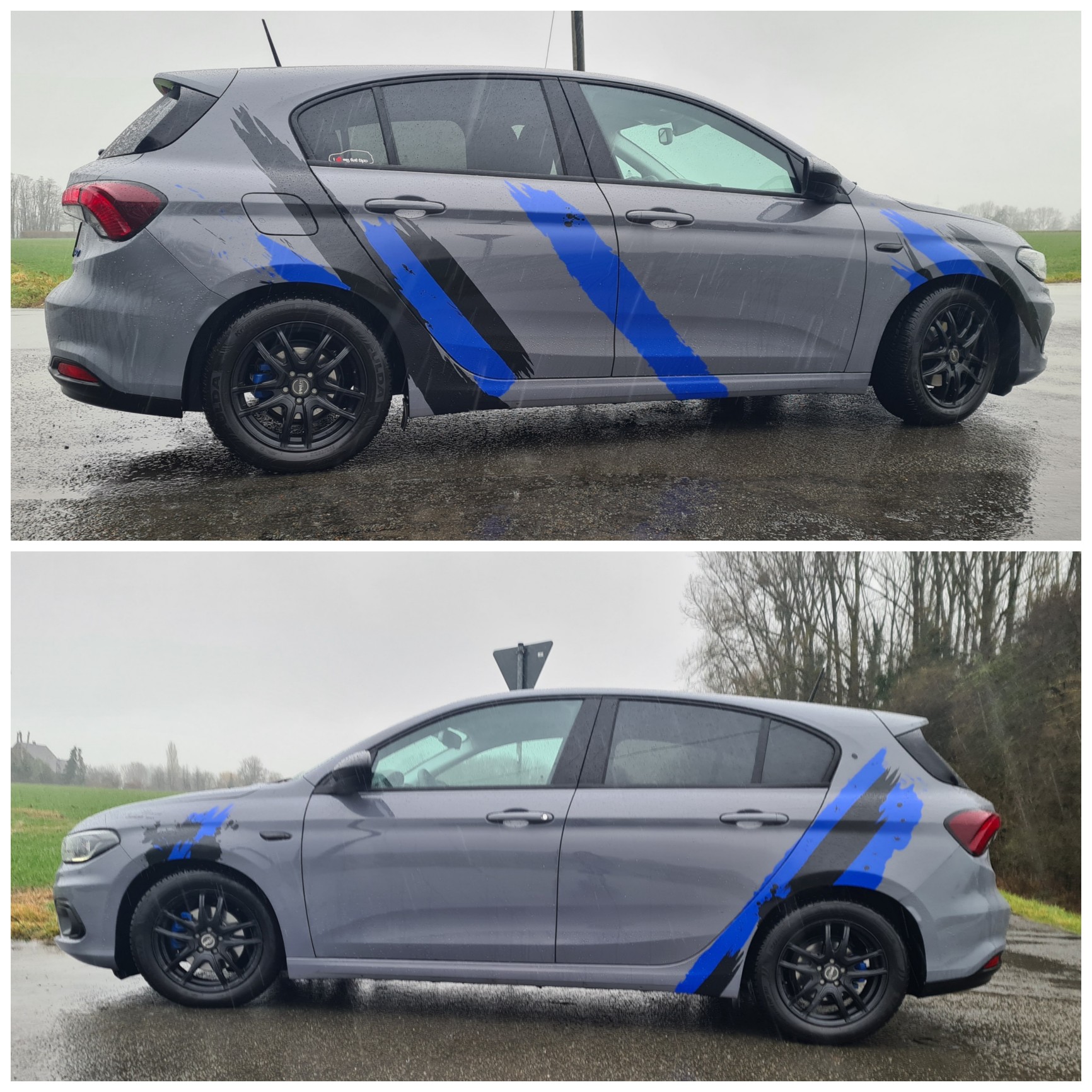 Jetzt ist er beidseitig gestreift